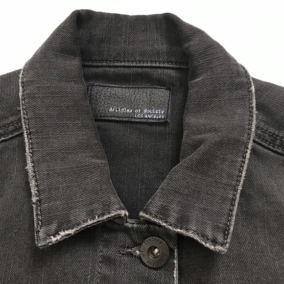 Articles of Society Factory Distressed Black Denim Jean Taylor Jacket Small - Picture 5 of 7